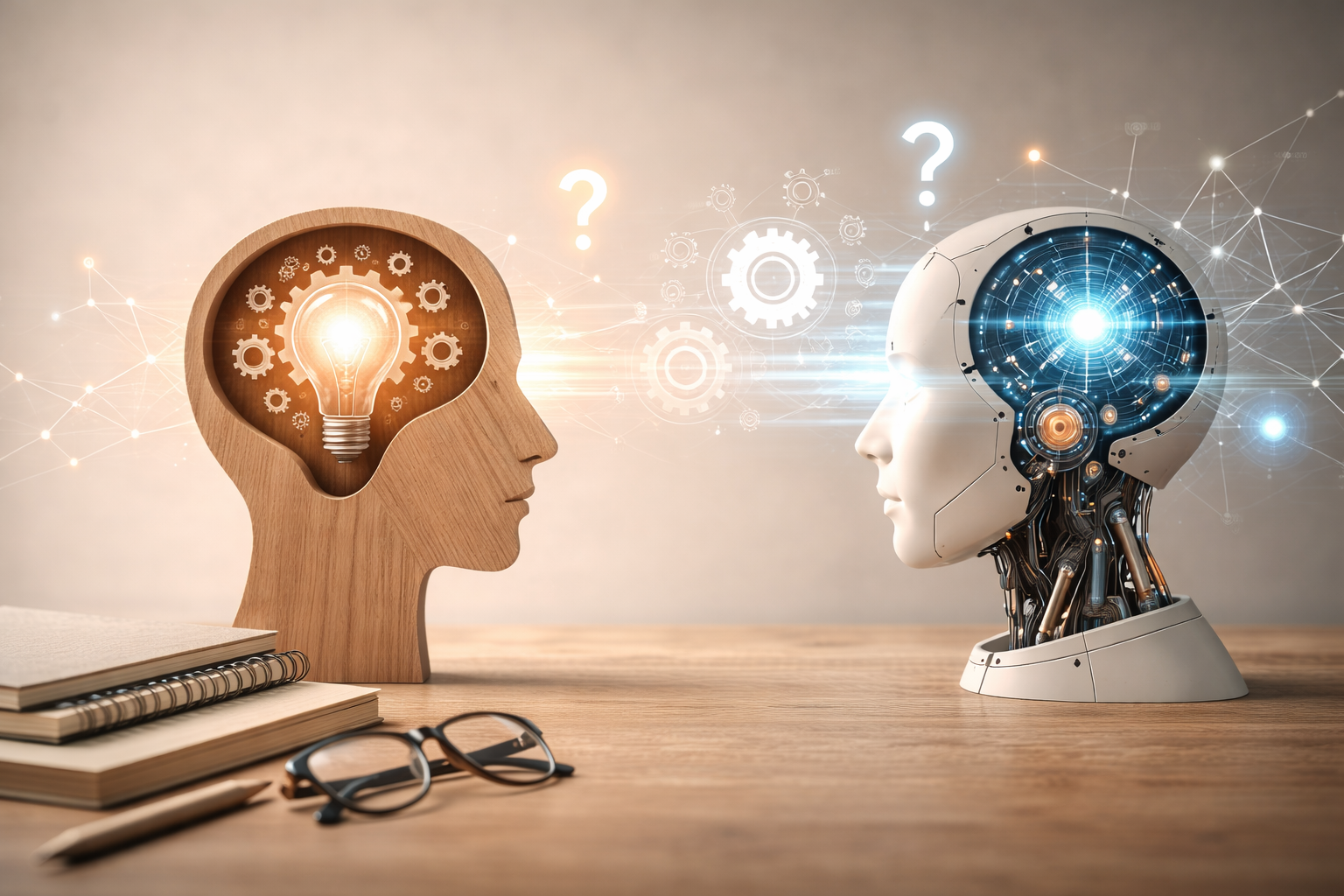 Ilustración abstracta sobre criterio e inteligencia artificial