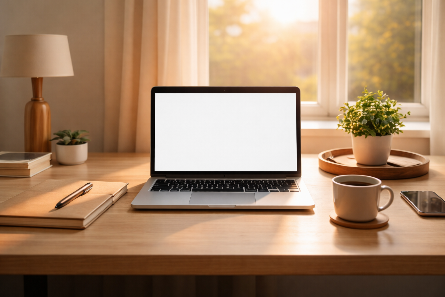 Mesa ordenada con pocos elementos como metáfora de claridad informativa