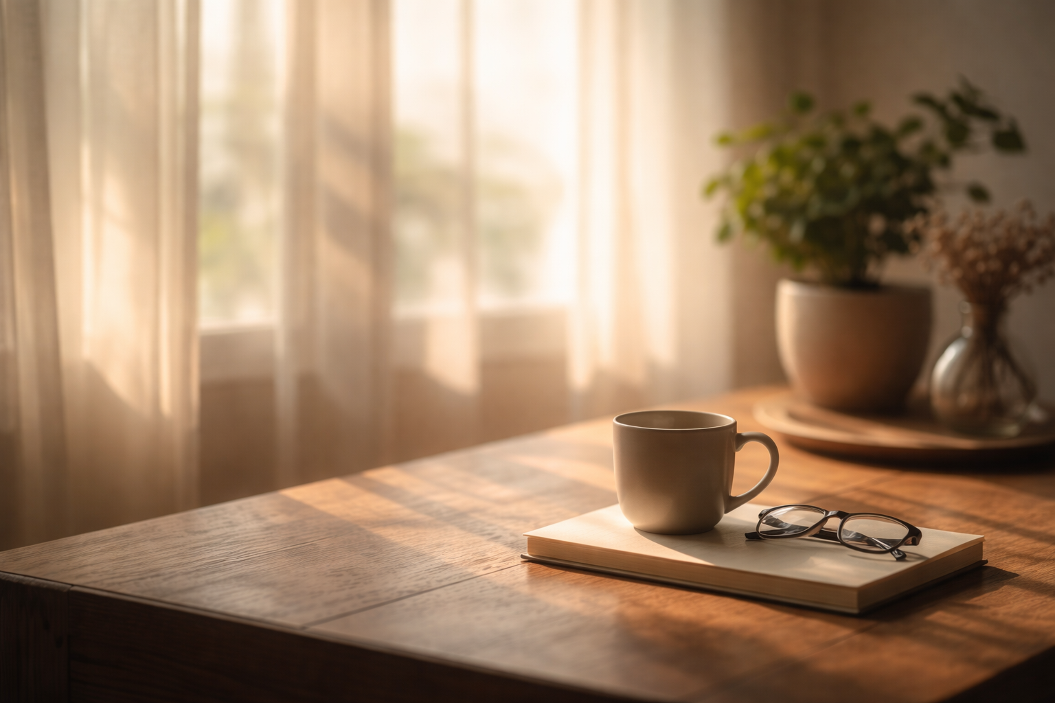 Llum suau entrant per una finestra en un espai tranquil